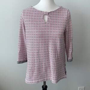 T by Talbots 3/4 Sleeve Geometric Print Knit TunicTop Sz L